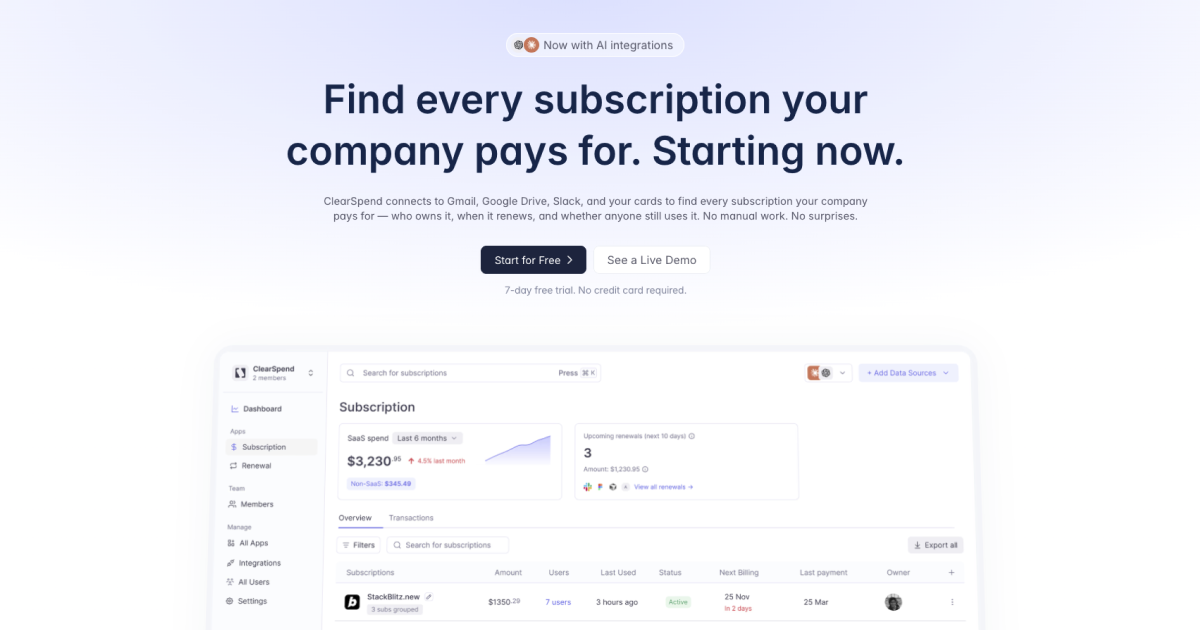 ClearSpend AI screenshot